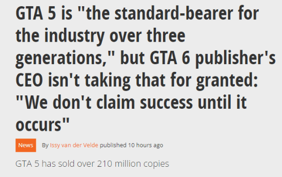 保持谦虚！《GTA6》发行商老板：绝不轻言成功