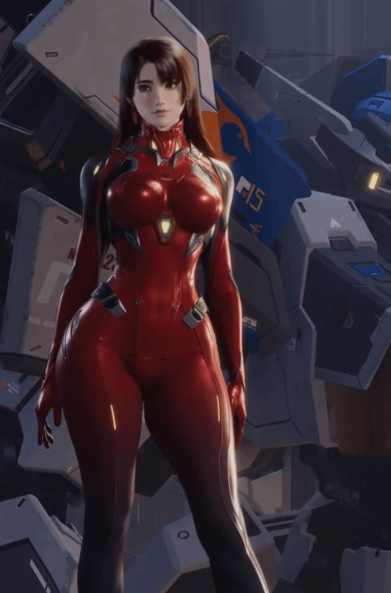 推主晒《解限机》红衣美女机师：捏的非常棒！