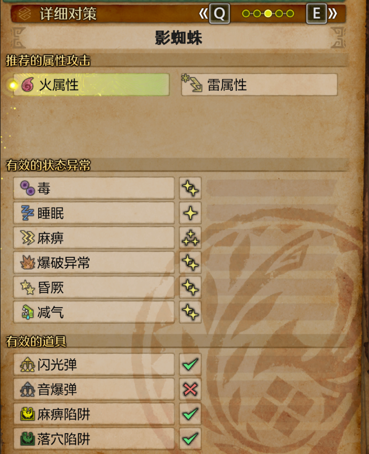 《怪物猎人：荒野》影蜘蛛具体弱点介绍