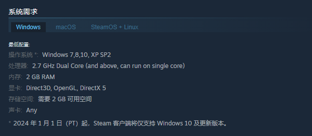 《Old Skies》游戏配置要求介绍