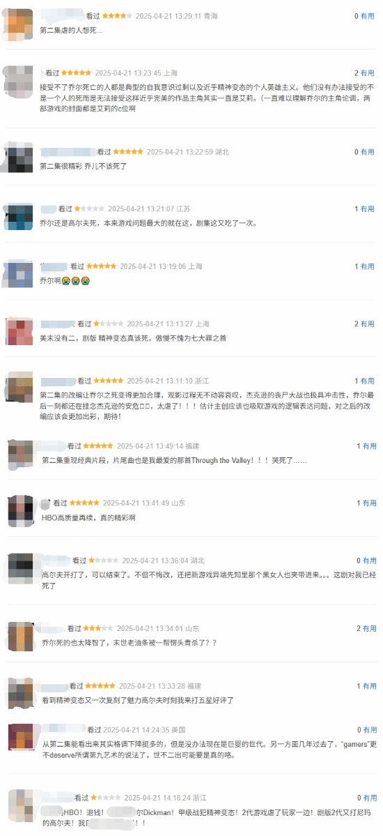 《最后生还者2》真人剧豆瓣跌至7.6分