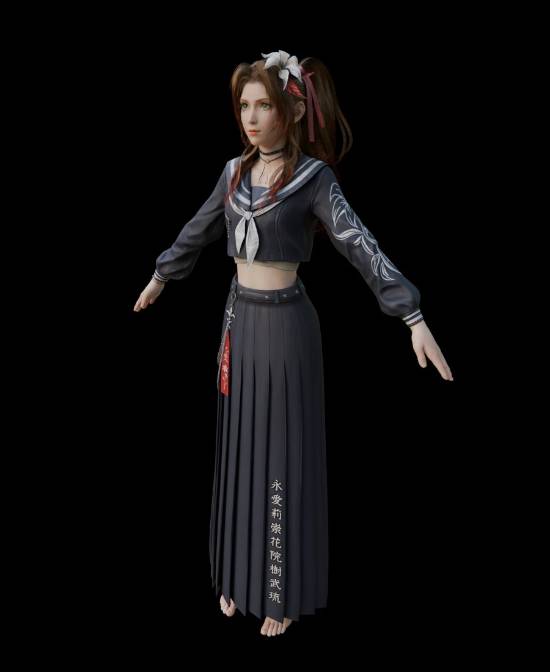 3D区大神再发《最终幻想7：重生》美图:JK短发蒂法与\”坏女人\”爱丽丝！