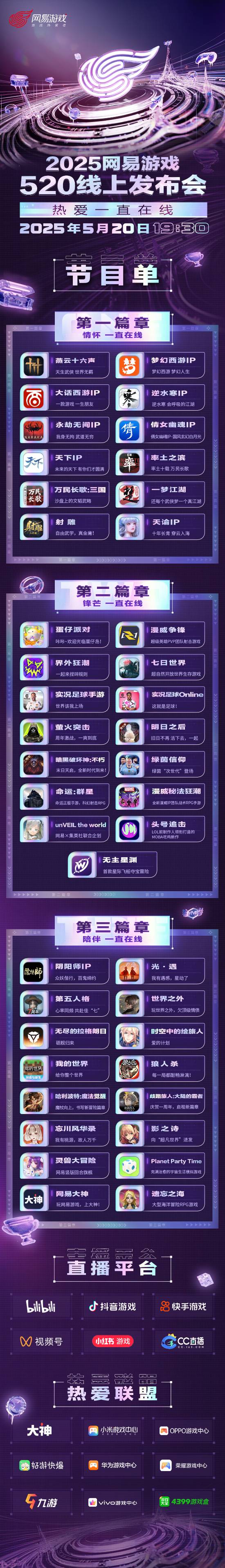 网易游戏发布会节目单：《燕云十六声》、《漫威争锋》等热门大作亮相