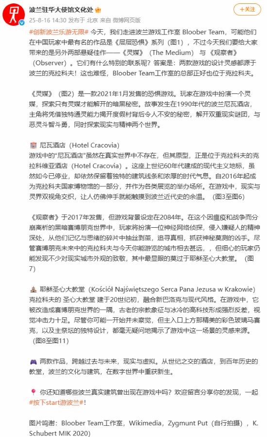 波兰大使馆亲自下场宣传大作！你玩过么？