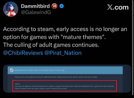 支付风波未平！Steam再限制成人向游戏抢先体验