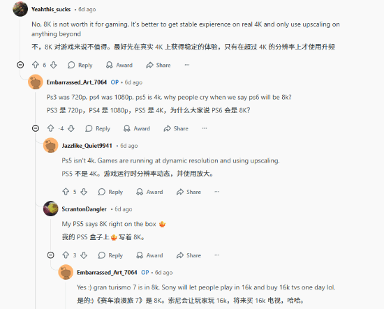 PS6至少8K/60帧玩游戏是做梦吗？网友热议！