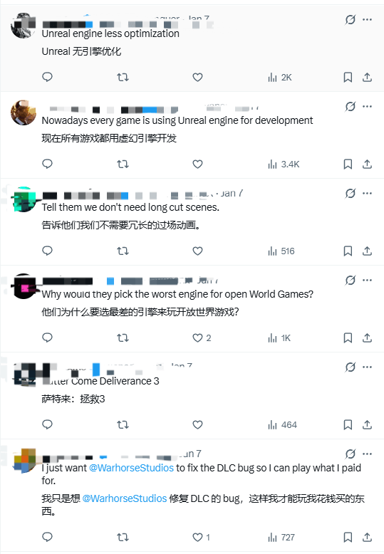 《天国：拯救2》开发商战马工作室新游换引擎？虚幻优化引担忧