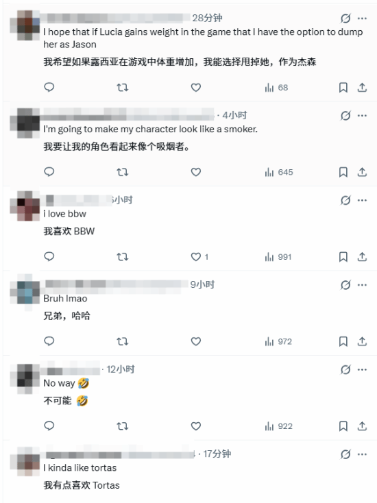 《GTA6》体重系统引热议 女主变胖梗图火了 BBW爱好者狂喜？